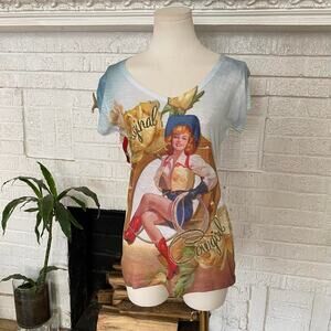Y2k printed cowgirl tee
